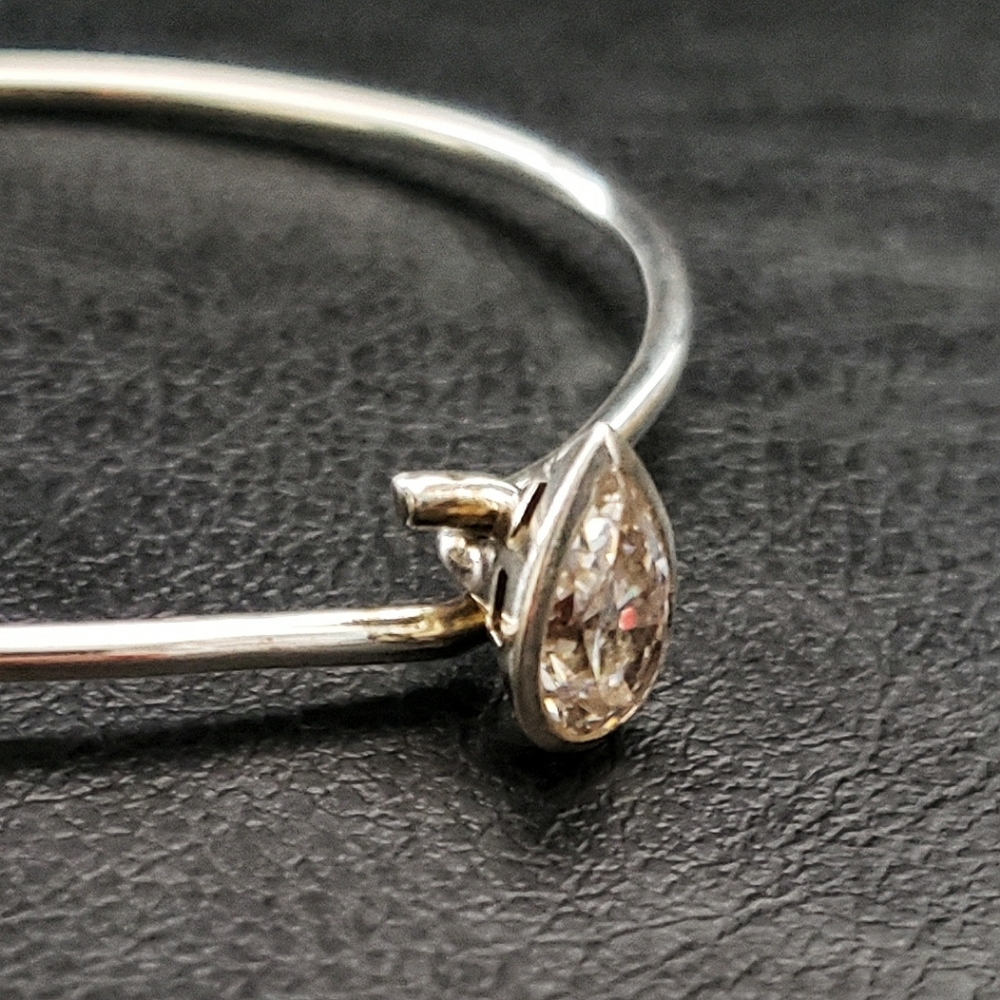 Teardrop Solitaire Hook Bangle Bracelet - image 2